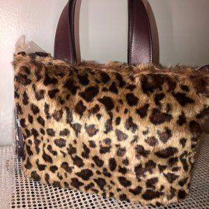 Plush leopard print bag